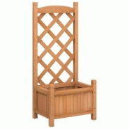 Helloshop26 - Jardinière bac lit surélevé plantes fleurs terrasse jardin avec treillis bois massif de sapin marron 02_0038332 - 3000214196114 Helloshop26 - Jardinière bac lit surélevé plantes fleurs terrasse jardin avec treillis bois massif de sapin marron 02_0038332 - 3000214196114