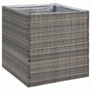 Helloshop26 - Jardinière carrée moderne 80 x 80 x 80 cm élévation optimale extérieur en résine tressée gris 02_0046610 - gris acier 3000234334701