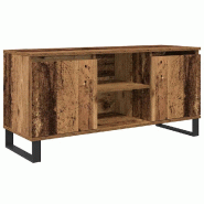 Helloshop26 - Meuble TV rectangulaire moderne avec 2 étagères et 2 portes salon 104 x 35 x 50 cm en bois ancien 02_0052766 - métal 3000237579956