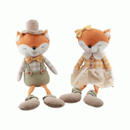 Monsieur et madame renard avec noeud et chapeau 9x14x43 cm