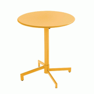 Oviala Business Table de terrasse ronde bistrot avec plateau rabattable jaune - jaune acier 114476