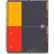 Oxford Lot de 5 Cahier Organiserbook rel. Intégrale A4+ 160p./80 feuilles 80g/m², quadrillé 5x5, trieur intégré - multicolore 357001801/100102777