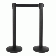 Poteau d'accueil avec corde rétractable noire de 190cm - par 2