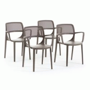 RATTATAN Set de 4 chaises avec accoudoirs en résine renforcée de fibre de verre, design classique, empilables pour jardin, bar, restaurant, cuisineâ RATTATAN Set de 4 chaises avec accoudoirs en résine renforcée de fibre de verre, design classique, empilables pour jardin, bar, restaurant, cuisineâ
