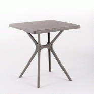RATTATAN Table d'extérieur LUCAS 80x80, résine renforcée de fibre de verre, carrée, robuste et durable, idéale pour jardins, bars et restaurants