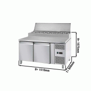 Saladette réfrigérée à capot - 2 portes GN 1/1 avec 8 bacs GN 1/3
