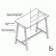 Table haute avec pieds en bois - MDD - Blanc, 180 x 70 cm_0