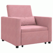 VidaXL Canapé-lit escamotable simple Rose clair 90 x 165 x 87 cm Modèle Elvoria - 8721158862082