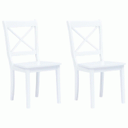 VidaXL Chaises à manger lot de 2 blanc bois hévéa massif Modèle Altéa Chic - 247356