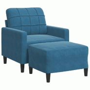 VidaXL Fauteuil avec repose-pied Bleu 60 cm Velours Modèle Zoltan - 3278266