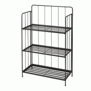 WellHome - Jardinière à 3 niveaux en métal noir, design pliable, 90 cm - noir métal WH14676