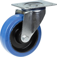 Roulette pivotante de 125 mm avec caoutchouc élastique bleu sur roue centrale en nylon Roulette pivotante de 125 mm avec caoutchouc élastique bleu sur roue centrale en nylon