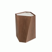 AC ANGEL CERDA Angel Cerdá Table d'angle triangulaire en porcelaine, marbre et noyer 2134C 43 x 37 x 50 - blanc Bois manufacturé 8435631032885