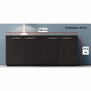 Armoire basse 4 portes - Office & Co. - Noyer canaletto, Basse