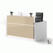 Bureau d'accueil 1 personne Avant - Ofitres - 149, Blanc, Non, Beige brillant_1