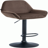 CLP Tabouret de bar Braga Velours avec pied en métal réglable et pivotant Marron/Noir - marron textile 320901