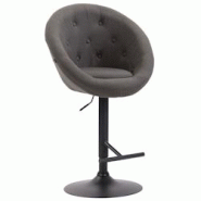 CLP Tabouret de bar London V2 en tissu avec Pied et Repose-pieds en métal Gris foncé/Noir - gris textile 319401_0