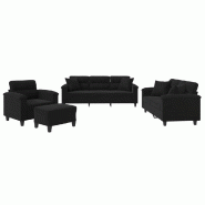 Ensemble de canapés 4 pcs avec coussins Noir Tissu microfibre Modèle Permelisse - 8721012072787
