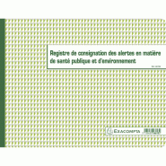 Exacompta Registre de Consignation des alertes Santé publique et Environnement, 24x32 20p - 3130630066132