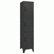 Helloshop26 - Armoire à casiers moderne rangement bureau 38 x 45 x 180 cm avec 3 portes verrouillables en acier anthracite 02_0046998 - acier 3000234