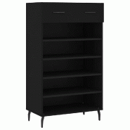 Helloshop26 - Armoire à chaussures design industriel avec tiroir et 5 compartiments 60 x 35 x 105 cm en bois noir 02_0048725 - noir aluminium 3000235