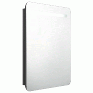 Helloshop26 - Armoire de salle de bain à miroir LED 60 x 11 x 80 cm avec étagères contemporaines en MDF noir brillant 02_0046744 - noir verre 30002