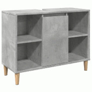 Helloshop26 - Armoire salle de bain compacte rangement 80 x 33 x 60 cm finition mate en bois d'ingénierie gris béton 02_0051056 - gris Bois massif 3