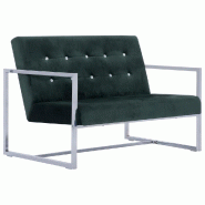 Helloshop26 - Canapé 2 places de salon salle de séjour maison intérieur places avec accoudoirs vert foncé chrome et velours 02_0020689 - vert Bois