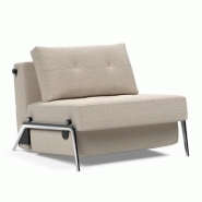 INNOVATION LIVING  FAUTEUIL DESIGN CUBED 02 ALU CONVERTIBLE 200*90CM TISSU GRIS SABLE BLIDA