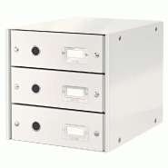 LEITZ Lot de 3 Bloc 3 tiroirs Click & Store Wow, format A4, coloris blanc perlé - blanc 60480001 LEITZ Lot de 3 Bloc 3 tiroirs Click & Store Wow, format A4, coloris blanc perlé - blanc 60480001