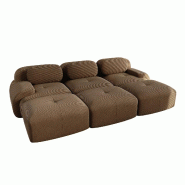 Merax Canapé modulaire en corde 3 places avec 3 tabourets, canapé nuage sans cadre, près du sol avec assise profonde, peut également être utilis�