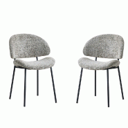 RATTATAN Lot de 2 chaises rembourrées en velours tramé, pieds en métal, pour cuisine ou salle à manger, chaises modernes pour restaurants et burea