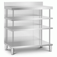 Royal Catering Comptoir bar en inox 100 x 60 x 105 cm avec 4 étagères, dosseret - Table de préparation Comptoir inox Table de travail debout - mult