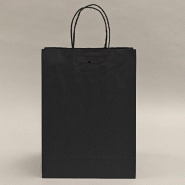 Sac-cadeau kraft noir poignées torsadées avec bande adhésive 22x10x30cm par 50