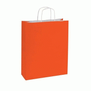 Sac kraft corail - poignées torsadées - 14x8,5x21cm - par 50