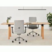 Table de réunion Plania - 8-10 personnes - plateau bois - pied bois personnalisable - L200/240 x P90/120 cm