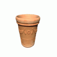 Vase festonné à double bord en terre cuite d'Impruneta - Dimensions : 85 x 85 x 85 cm - orange matière synthétique 8056450703079_0