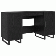 VidaXL Bureau avec porte Chêne noir 140 x 50 x 75 cm Bois d'ingénierie Modèle Ventura Pure - 879530