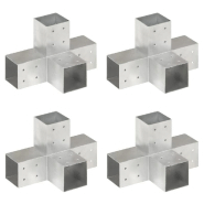 Vidaxl connecteurs de poteau 4 pcs forme en x métal galvanisé 81x81 mm 145468