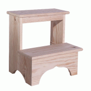WellHome - Tabouret ESCALON en bois finition huilée 40x30x40 cm - beige WH13385