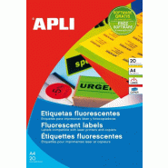 Apli 160 étiquettes jaune fluo, format 99,1 x 67,7 mm (20 feuilles A4 / cdt) - jaune 8410782028741