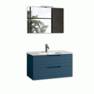 AQA Design Composition de salle de bain en MDF 4 pièces SOLMIRA blue L.91 P.46,5 H.190 MPSO09-BLU - bleu Bois manufacturé MPSO09-BLU