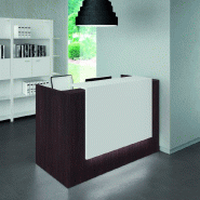 Borne d'accueil compacte Z2, ton bois 1 personne - Officity - 126, Blanc mat, Wengé_0