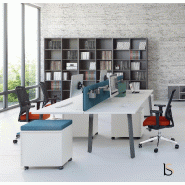 Bureau Bench 4 personnes Ogi A - MDD. - Anthracite, Blanc, 320 x 121 cm