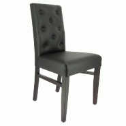 Chaise d'intérieur Cordoue avec dossier boutonné en simili cuir noir - par 2