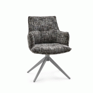 Chaise de salle à manger / Chaise pivotante Tavaro tissu gris hjh LIVING - gris polyester 670687