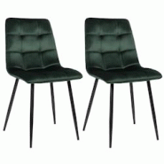 Décoshop26 - Lot de 2 chaises de salle à manger en velours vert pieds métal noir mat style moderne CDS10100 - noir 3000492969608 Décoshop26 - Lot de 2 chaises de salle à manger en velours vert pieds métal noir mat style moderne CDS10100 - noir 3000492969608