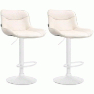 Décoshop26 - Lot de 2 tabourets de bar x1 avec coutures décoratives en PVC crème pied en trompette métal blanc 10_0004457 - blanc 3000252114026 Décoshop26 - Lot de 2 tabourets de bar x1 avec coutures décoratives en PVC crème pied en trompette métal blanc 10_0004457 - blanc 3000252114026
