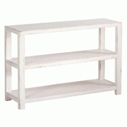 Étagère 3 niveaux Héritage - Pin massif vieilli blanc patiné - L119xP39xH80cm