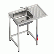 Gasfrit – Évier sous comptoir avec 1 bac et 1 égouttoir, industriel, en acier inoxydable,  800 x 500 x 850 mm. - inox gfy03g+2